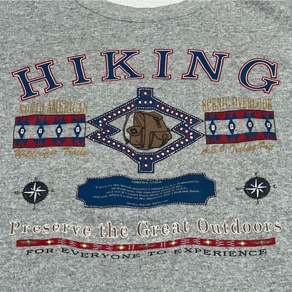 Vintage 1990s Hiking Outdoor Adventure 90s Gray Crewneck Pullover Sweatshirt - Picture 2 of 3